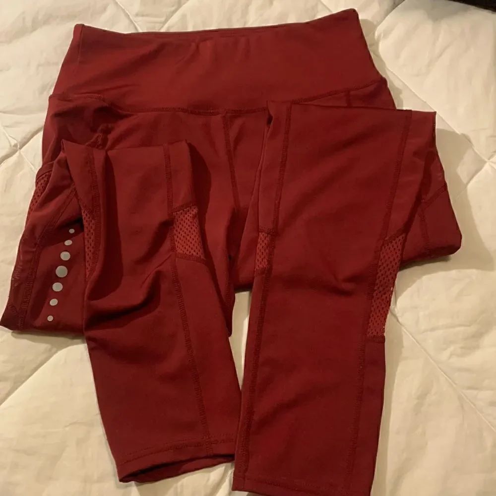 Leggings by o to s, medium. High waist, sheer side and mesh w/ reflective marks